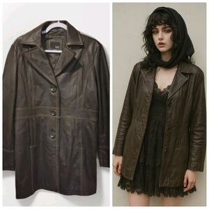 Vintage ANA Brown Button Leather Jacket